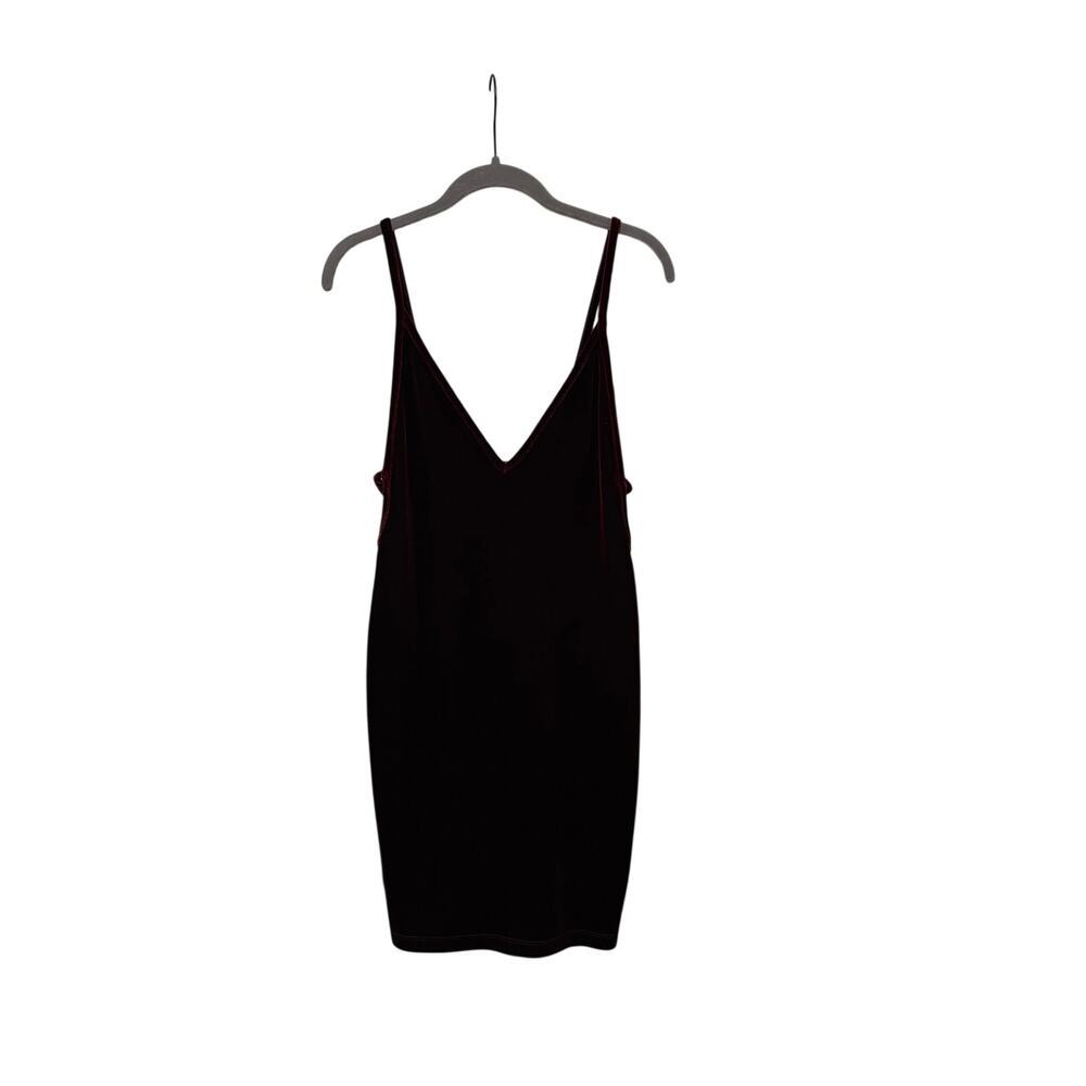 American Apparel Burgundy Velvet Bodycon Mini Dress Spaghetti Strap Size M - Picture 2 of 10